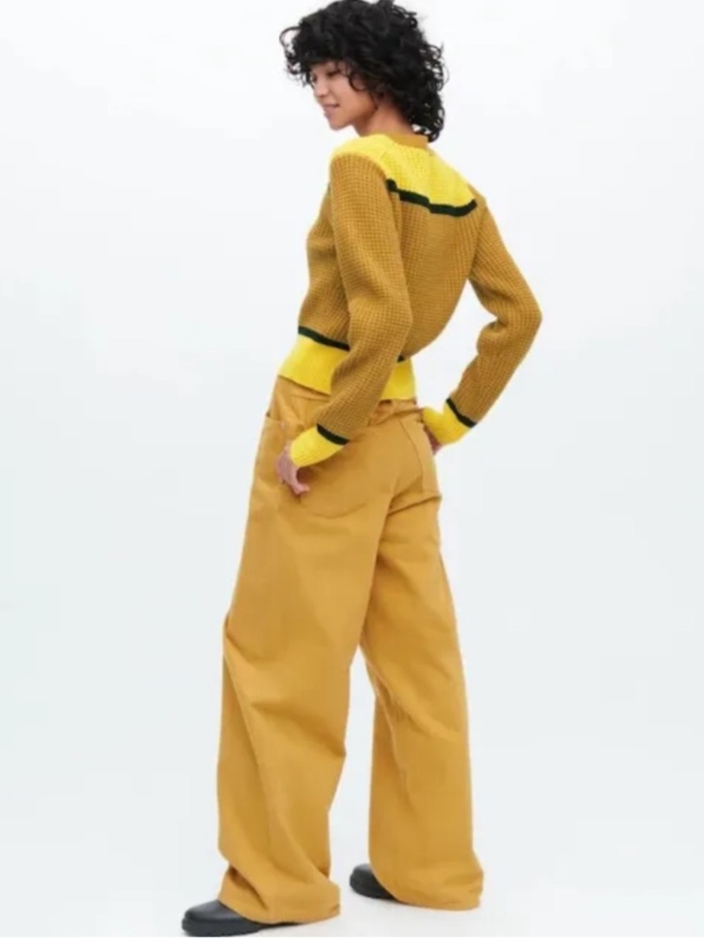 Marni x Uniqlo Women’s Mustard Yellow High Rise Wide Leg Jeans Size 24x31